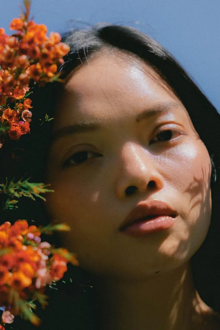 Healthy, calm skin in natural light