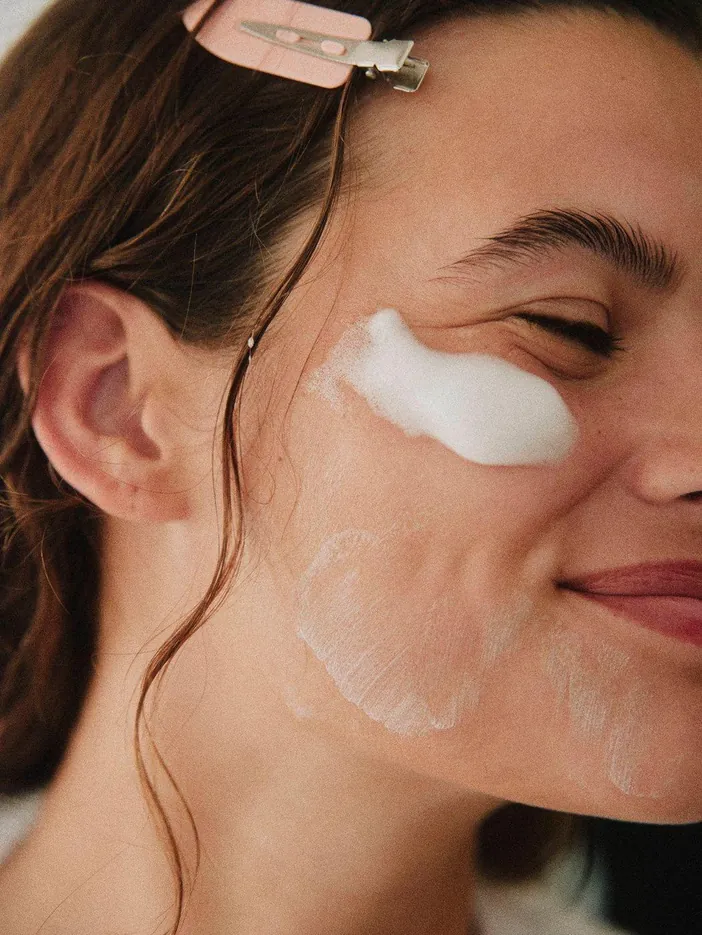 Freshly washed skin with cleanser