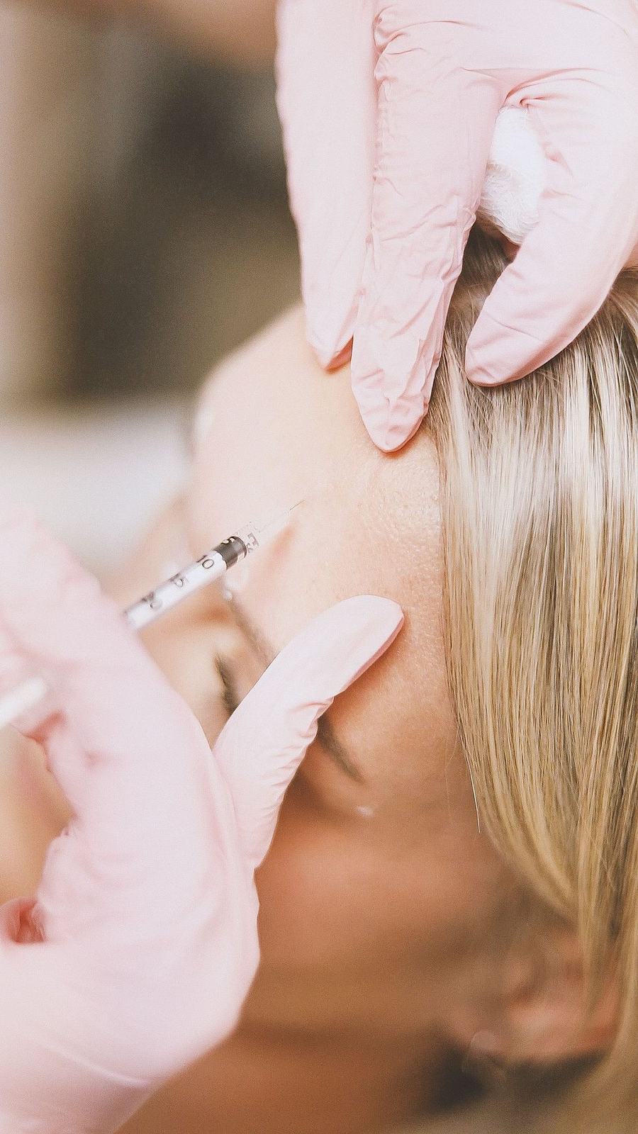 A neurotoxin injection performed by a trained injector