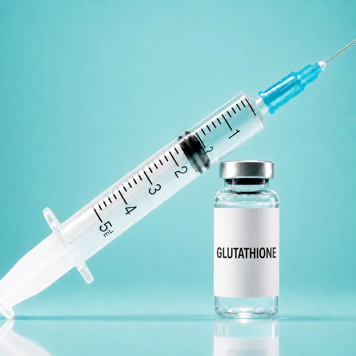 Glutathione vial and syringe