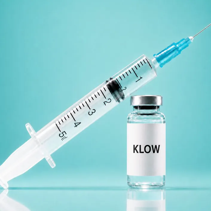 KLOW peptide blend vial and syringe