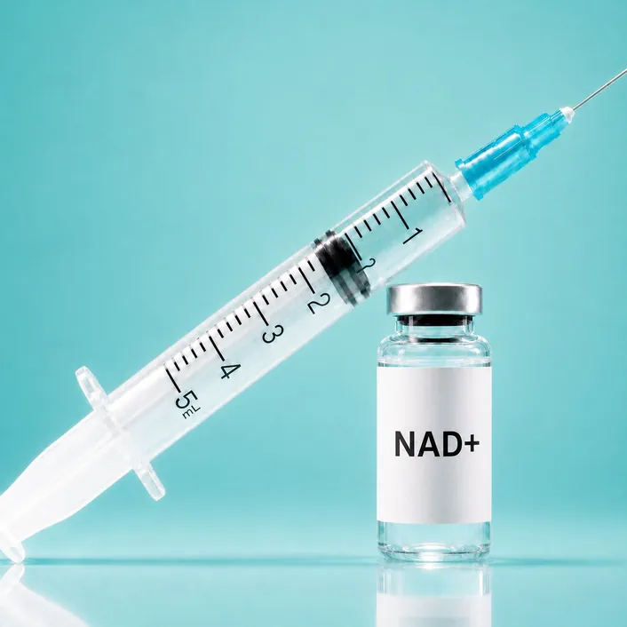 NAD+ vial and syringe