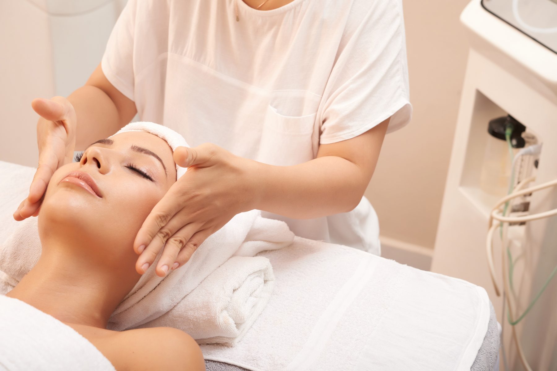 A client relaxing during a restorative treatment at Rejuvia