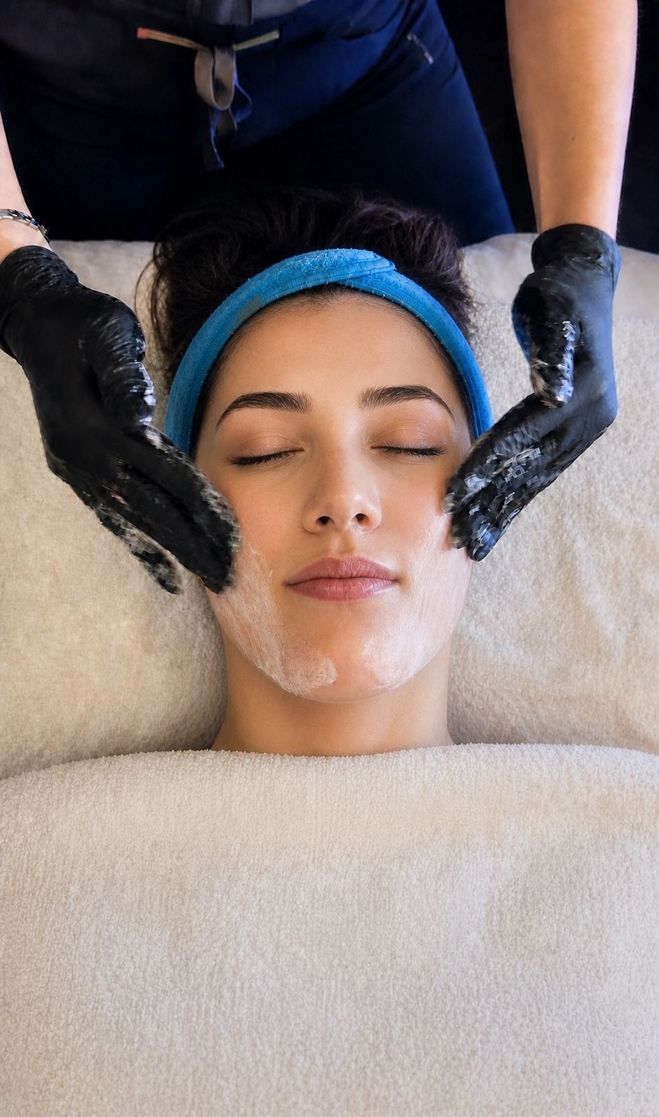 A professional facial in progress
